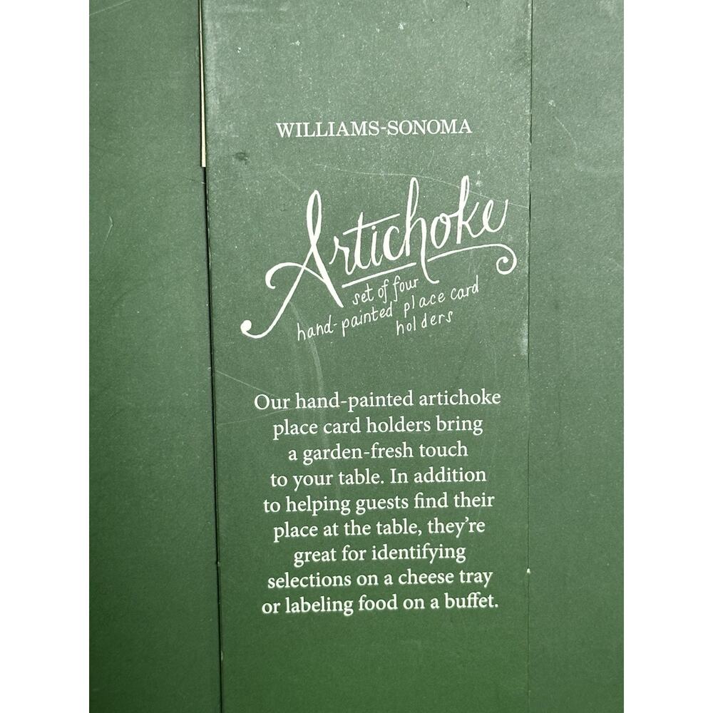 NEW Williams Sonoma Artichoke Hand Painted 2 Sets Of 4 Place Card Holders - Picture 3 of 5